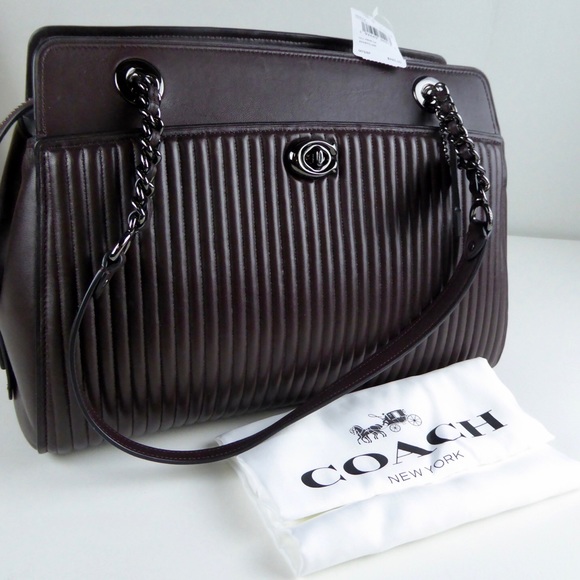 Coach Quilted Parker Carryall Oxblood Leather NWT